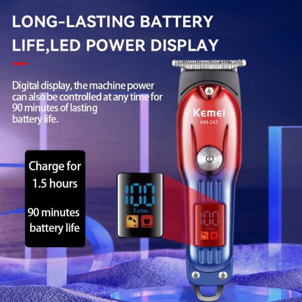 Tondeuse Électrique Sans Fil Kemel KM-247 avec Écran LED et Turbo_3